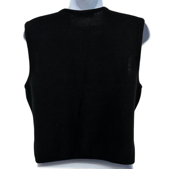 Liz Claiborne Vest WMNS SP Black Beaded Button Up V-Neck Wool Blend Waist Coat - Picture 4 of 6